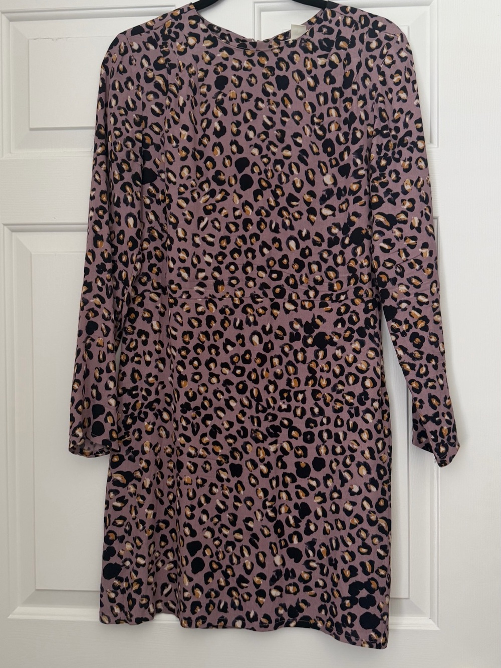 H&M Mauve Leopard Print Long Sleeve Dress